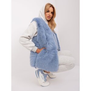 Blue fur vest with fasteners