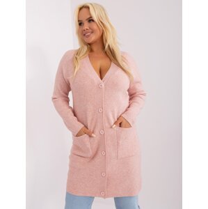 Light pink plus-size knitted sweater