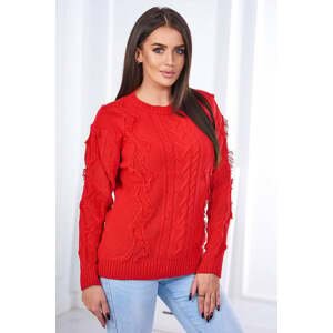 Sweater with braided weave in red