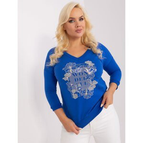 Women's cobalt blue blouse with large print