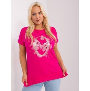 Fuchsia Women's Blouse Plus Size with Short Sleeves