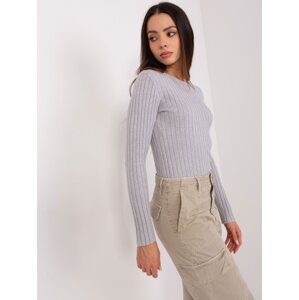 Gray women's classic sweater with viscose