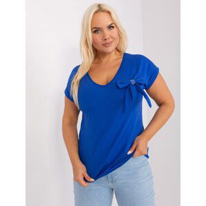 Plus size cobalt blue blouse with cuffs
