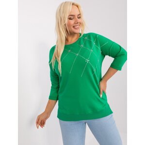 Plus size green cotton blouse