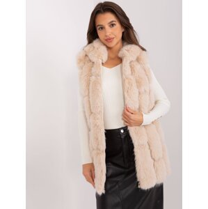 Beige fur vest with eco-leather inserts
