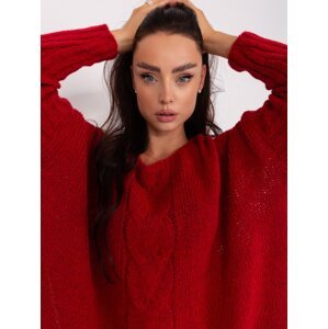 Dark red oversize knitted sweater OCH BELLA