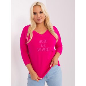 Fuchsia women's plus size neckline blouse