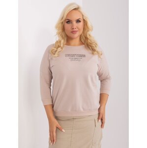 Beige women's plus size blouse made of cotton