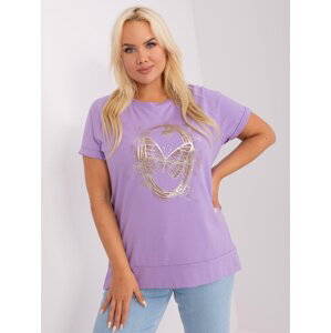 Purple plus size blouse with appliqué and print
