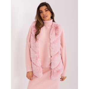 Women's fur vest in light pink color