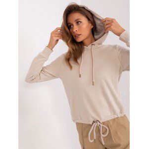 Beige hoodie with drawstring