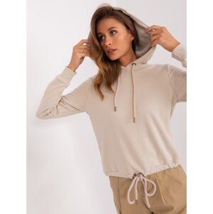 Beige hoodie with drawstring