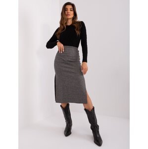 Black and grey women's midi skirt