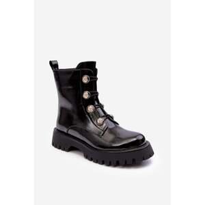 Women's insulated boots with decorative buttons D&A Black