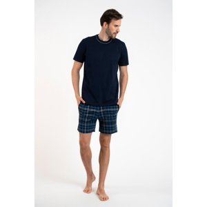 Men's pyjamas Ruben, short sleeves, shorts - navy blue/print