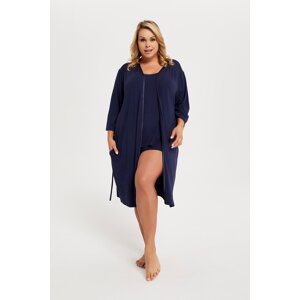 Women's Song Bathrobe with 3/4 Sleeves - Navy Blue