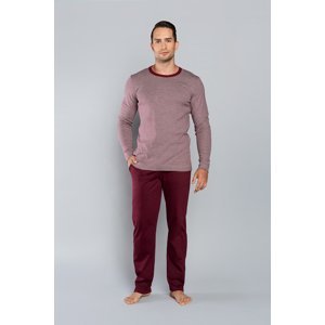 Men's pajamas Hilton long sleeves, long pants - melange-burgundy/burgundy