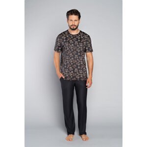 Men's pyjamas Pinus, short sleeves, long legs - print/graphite