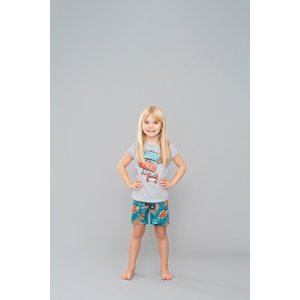 Girls' pyjamas Oceania, short sleeves, shorts - light melange/print