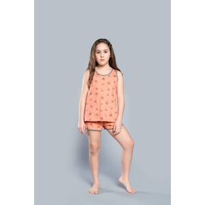 Girl's pyjamas Madeira with wide straps, shorts - apricot print