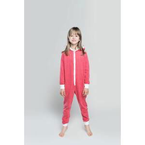 Oslo Children's Jumpsuit, Long Sleeves, Long Legs - Raspberry/Ecru