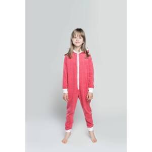 Oslo Children's Jumpsuit, Long Sleeves, Long Legs - Raspberry/Ecru