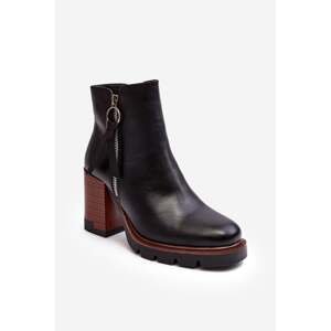 Women's leather ankle boots Black Brittney