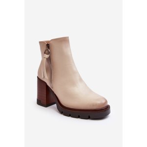 Women's leather ankle boots Beige Brittney