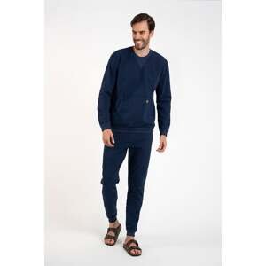 Men's Fox Sweatshirt with Long Sleeves, Long Pants - Dark Blue