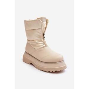 Women's snow boots with a thick sole with a zipper GOE beige