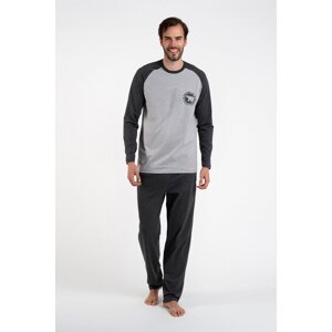 Men's pyjamas Morten, long sleeves, long trousers - melange/dark melange