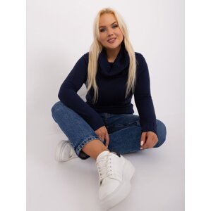 Navy blue women's plus size sweater with viscose