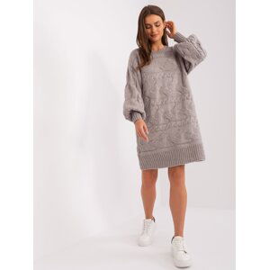 Grey women's knee-length knitted dress