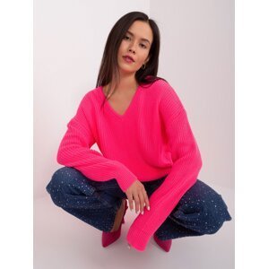Fluo pink oversize neckline sweater