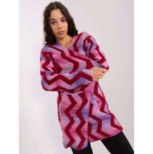 Pink cardigan with geometric patterns