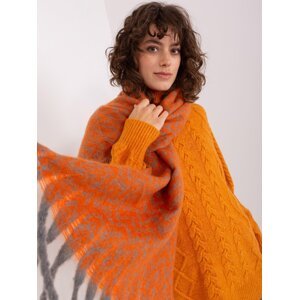 Grey and orange scarf with patterns