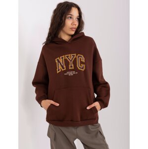 Dark brown kangaroo sweatshirt with inscription