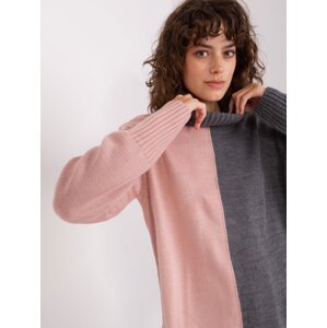 Grey-pink long women's turtleneck sweater