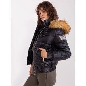 Black women's winter jacket with patch
