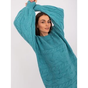 Turquoise oversize knit dress