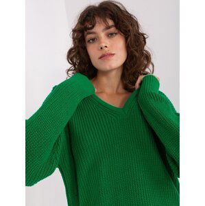 Green women's oversize neckline sweater
