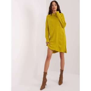 Olive knitted dress with slits