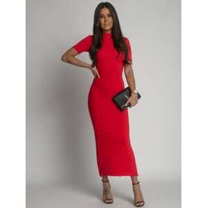 Midi pencil dress with red turtleneck