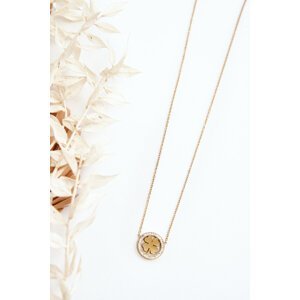 Women's gold chain with circle and clover