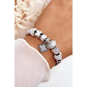 Steel bracelet with silver pendants