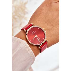 Women's watch on a leather strap Giorgio&Dario red