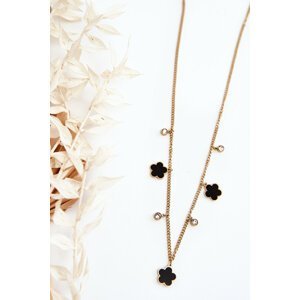 Women's gold chain with black flowers