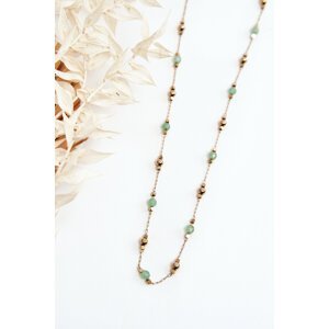 Women's necklace with green gold beads