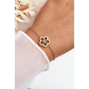 Delicate women's bracelet with a golden flower