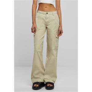 Women's Straight Denim Cargo Pants High Waisted Grey and White Raw